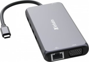 HUB USB Verbatim Hub USB-C Pro Multiport 14 Port, 5x USB-A, 2x USB-C, 2x HDMI, 1x VGA, RJ45, 3.5mm Jack audio, microSD/SD, szara 2