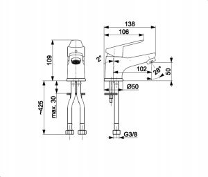 5412-815-81 / KFA / SPARC /  BATERIA UMYWALKOWA 1-OTW + KLIK KLAK , CZARNA / 6