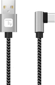 Techly Kabel USB 2.0 Typ-C Kątowy na Typ-A 2m 3A Szybki w Oplocie 1
