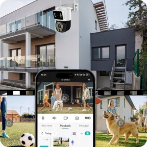 PODWÓJNA KAMERA WIFI IP 8MPX UHD ULTRAHD OBROTOWA ZEWNĘTRZNA APLIKACJA LED 2