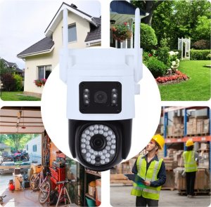 PODWÓJNA KAMERA WIFI IP 8MPX UHD ULTRAHD OBROTOWA ZEWNĘTRZNA APLIKACJA LED 8