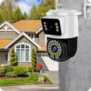 PODWÓJNA KAMERA WIFI IP 8MPX UHD ULTRAHD OBROTOWA ZEWNĘTRZNA APLIKACJA LED 9