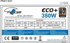 Zasilacz EuroCase Eurocase Zdroj 350W Eco*+, 120Mm, 80+ Bronze, Atx (Eco350*) 2
