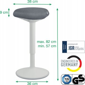 Leitz Stołek Ergo Do Aktywnego Siedzenia W Pozycji Półstojącej Z Wygodnym Siedziskiem, Szary Ciemny (65450089) 4