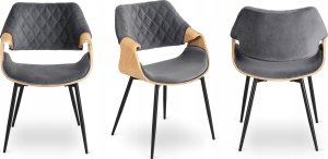 Krzesło Loft Tapicerowane Szare Drewno Gięte Dąb DAKOTA Do Salonu Jadalni 6