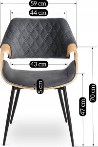 Krzesło Loft Tapicerowane Szare Drewno Gięte Dąb DAKOTA Do Salonu Jadalni 7