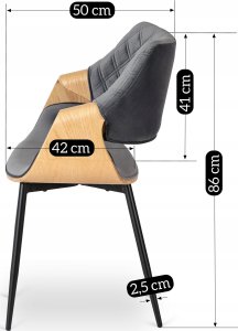 Krzesło Loft Tapicerowane Szare Drewno Gięte Dąb DAKOTA Do Salonu Jadalni 8