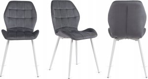 SpringosZestaw 6x Krzesło Tapicerowane Welur Do Jadalni Salonu Szare Białe LUCKY 7
