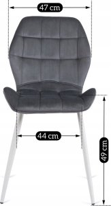 SpringosZestaw 6x Krzesło Tapicerowane Welur Do Jadalni Salonu Szare Białe LUCKY 8