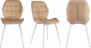 Krzesło Tapicerowane Welurowe Beż LUCKY Kuchenne Do Jadalni Kuchni Salonu 7