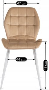 Krzesło Tapicerowane Welurowe Beż LUCKY Kuchenne Do Jadalni Kuchni Salonu 8