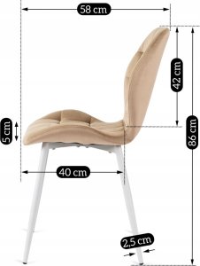 Krzesło Tapicerowane Welurowe Beż LUCKY Kuchenne Do Jadalni Kuchni Salonu 9