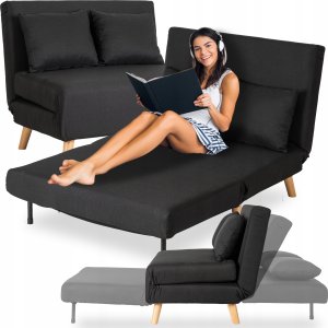 Sofa Rozkładana Do Spania Leżak Łóżko Leżanka Dwuosobowa Czarna MARRY 2 1