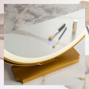 Kinderplay Toaletka z Lustrem LED dla Dziewczynki z Szufladą z Krzesłem ASHLEY Szara 5