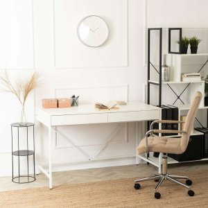 Biurko Toaletka Biała Z Szufladami Biurowe Prostokątne ALLY 4