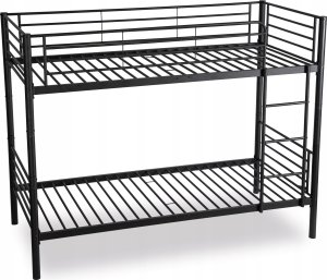 Łóżko Piętrowe Metalowe 2w1 Młodzieżowe RODEZ Czarne Dwuosobowe Dla Dzieci 5