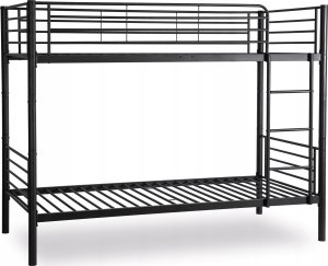 Łóżko Piętrowe Metalowe 2w1 Młodzieżowe RODEZ Czarne Dwuosobowe Dla Dzieci 6
