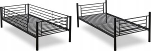 Łóżko Piętrowe Metalowe 2w1 Młodzieżowe RODEZ Czarne Dwuosobowe Dla Dzieci 7