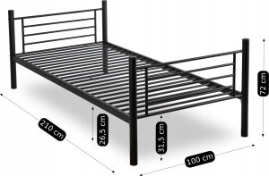 Łóżko Piętrowe Metalowe 2w1 Młodzieżowe RODEZ Czarne Dwuosobowe Dla Dzieci 8