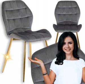Krzesło Tapicerowane Welurowe Do Salonu Jadalni Toaletki Loft LUCKY Szare 1