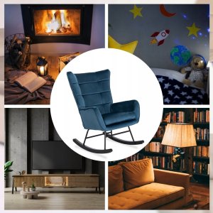 Fotel Uszak Bujany Wypoczynkowy Welurowy Salon Loft Velvet Granat JACKSON 2