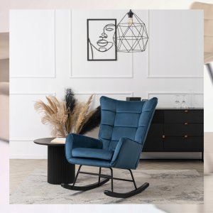 Fotel Uszak Bujany Wypoczynkowy Welurowy Salon Loft Velvet Granat JACKSON 4