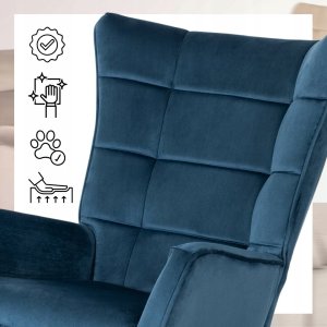 Fotel Uszak Bujany Wypoczynkowy Welurowy Salon Loft Velvet Granat JACKSON 6