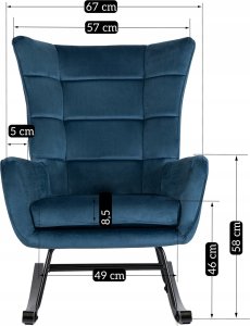 Fotel Uszak Bujany Wypoczynkowy Welurowy Salon Loft Velvet Granat JACKSON 10