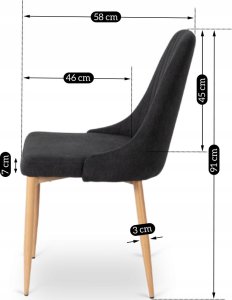 Krzesło Tapicerowane Skandynawskie TORINO Czarne Do Salonu Jadalni Kuchni 11