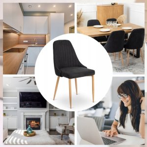 Krzesło Tapicerowane Skandynawskie TORINO Czarne Do Salonu Jadalni Kuchni 2