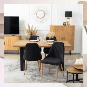 Krzesło Tapicerowane Skandynawskie TORINO Czarne Do Salonu Jadalni Kuchni 4