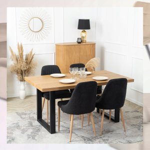 Krzesło Tapicerowane Skandynawskie TORINO Czarne Do Salonu Jadalni Kuchni 5