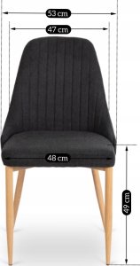 Krzesło Tapicerowane Skandynawskie TORINO Czarne Do Salonu Jadalni Kuchni 10