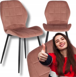 Krzesło Tapicerowane Welurowe IRYS Różowe Velvet Do Jadalni Salonu Loft 1