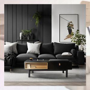 Ława 120 Stolik Kawowy z Szufladami ARES Czarny Skandynawski Do Salonu Loft 2