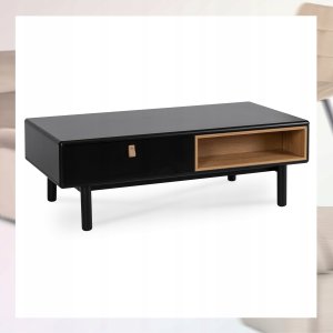 Ława 120 Stolik Kawowy z Szufladami ARES Czarny Skandynawski Do Salonu Loft 3