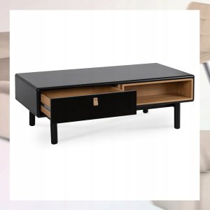 Ława 120 Stolik Kawowy z Szufladami ARES Czarny Skandynawski Do Salonu Loft 4