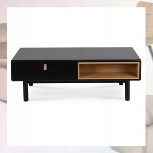 Ława 120 Stolik Kawowy z Szufladami ARES Czarny Skandynawski Do Salonu Loft 5