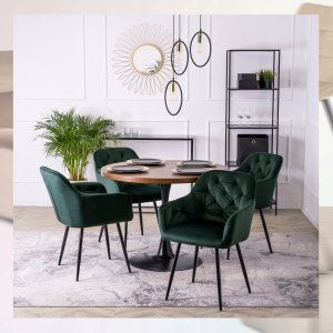 Mebel Elite Krzesło Tapicerowane Welurowe VIKI Zielone Kubełkowe Do Jadalni Salonu Loft 2