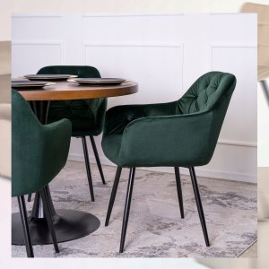 Mebel Elite Krzesło Tapicerowane Welurowe VIKI Zielone Kubełkowe Do Jadalni Salonu Loft 3