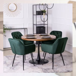 Mebel Elite Krzesło Tapicerowane Welurowe VIKI Zielone Kubełkowe Do Jadalni Salonu Loft 5