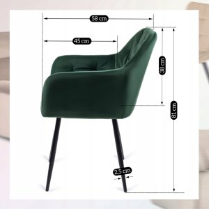 Mebel Elite Krzesło Tapicerowane Welurowe VIKI Zielone Kubełkowe Do Jadalni Salonu Loft 7