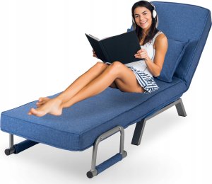 Fotel Rozkładany Do Spania Leżak Łóżko Sofa Jednoosobowa Niebieski Bart 11
