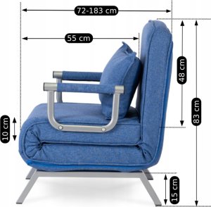 Fotel Rozkładany Do Spania Leżak Łóżko Sofa Jednoosobowa Niebieski Bart 14