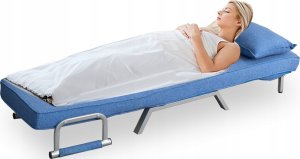 Fotel Rozkładany Do Spania Leżak Łóżko Sofa Jednoosobowa Niebieski Bart 15
