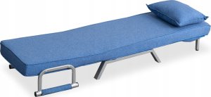 Fotel Rozkładany Do Spania Leżak Łóżko Sofa Jednoosobowa Niebieski Bart 6
