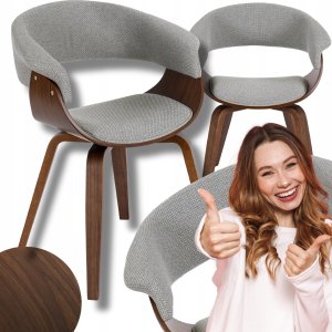 Krzesło Tapicerowane Loftowe Drewno Gięte GARY 2 Szare Do Salonu Loft 1