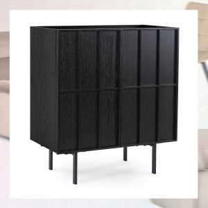 Komoda Mała 80 cm Czarna Loft NAMBINO Nowoczesna Do Salonu Sypialni 3