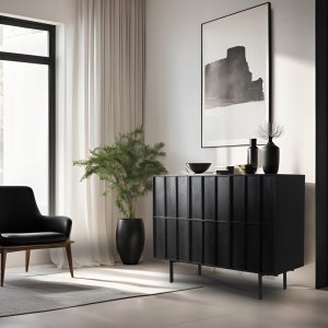 Komoda 120 z Szufladami Czarna ANASTAZJA Loft Nowoczesna Do Salonu Sypialni 2