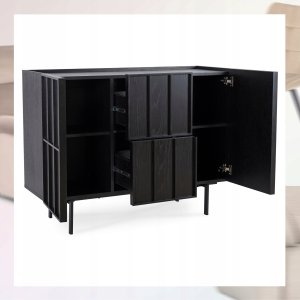 Komoda 120 z Szufladami Czarna ANASTAZJA Loft Nowoczesna Do Salonu Sypialni 5